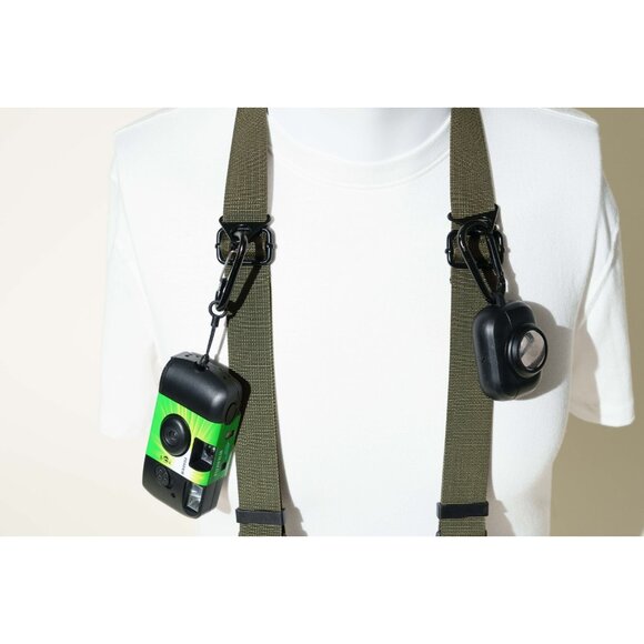 Camera Strap Military Green Dual Adjustable w Peak Design Anchors & D-Ring Mount - Picture 9 of 10